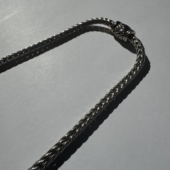 Vintage Silver Tone Thick Wheat Chain Choker Necklace 15” Magnetic Clasp - Picture 8 of 10